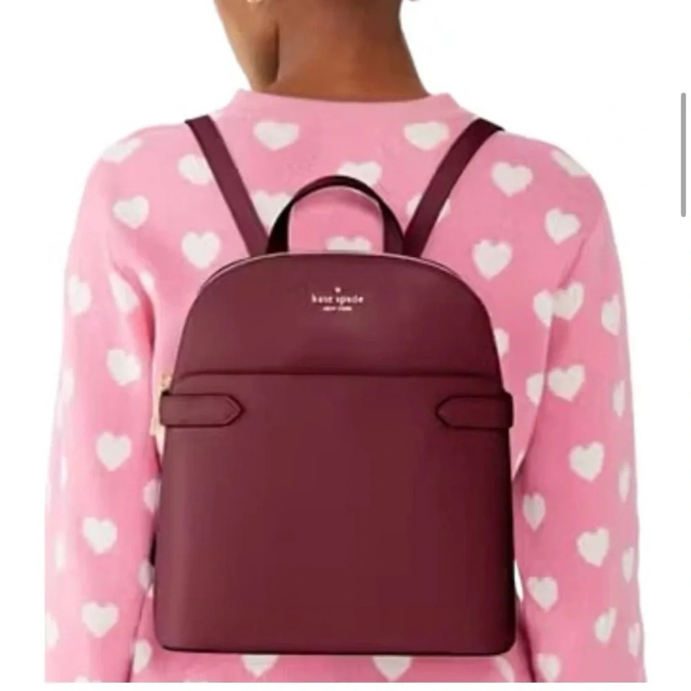Kate Spade NWT Staci Dome leather Backpack factory wrapped blackberry $359 - Picture 4 of 13